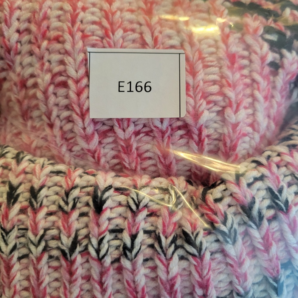 Sparrow Womens Striped Patchwork Knit Turtleneck Sweater Size Small Pink Crochet - Picture 10 of 10